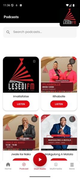 Lesedi FM app, podcast library